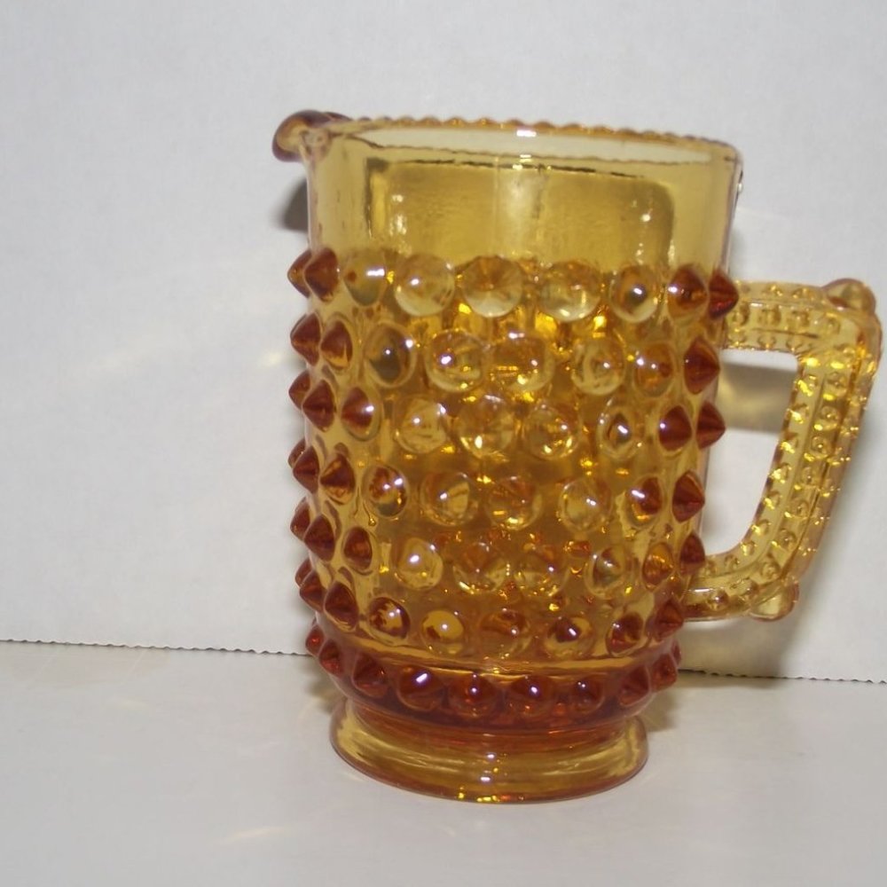 Vtg. Fenton Amberina Hobnail Glass Pitcher/Toothpick Holder